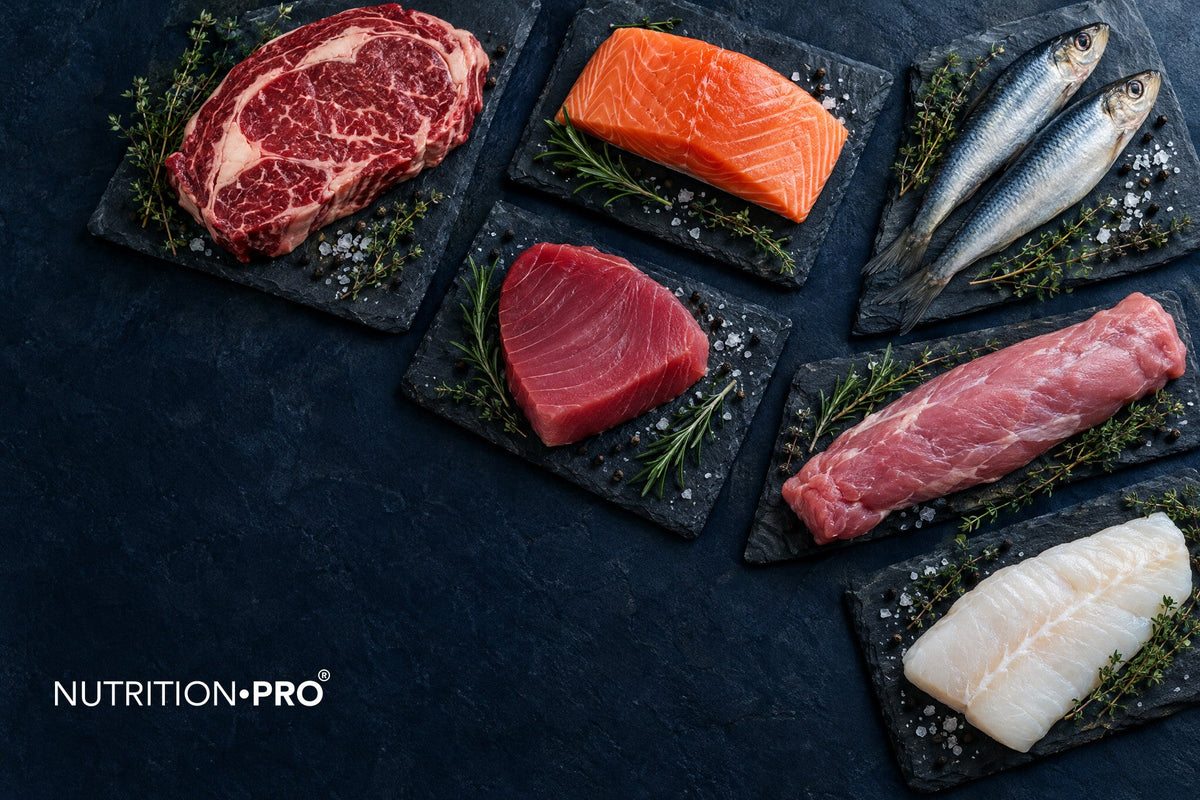 Aliments riches en créatine : bœuf, saumon, thon, harengs, porc et cabillaud